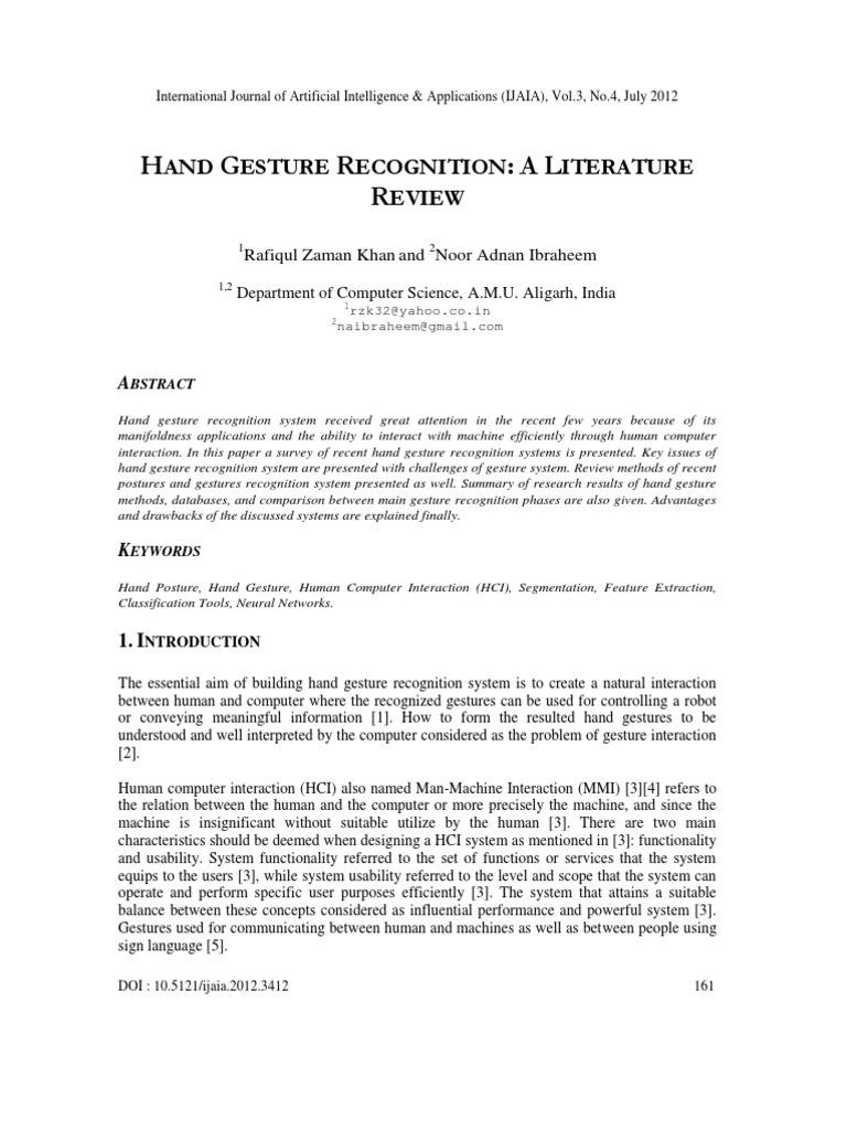 Hand Gesture Recognition Review | PDF