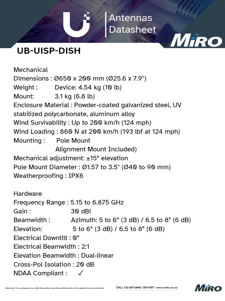 Ub Uisp Dish Datasheet | PDF