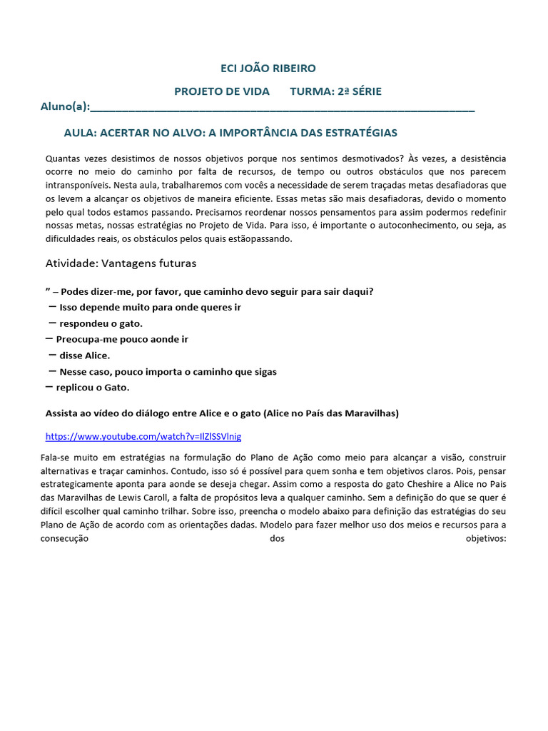 02 - AULA de PV 3º Ano Acertar No Alvo (1) (1) | PDF