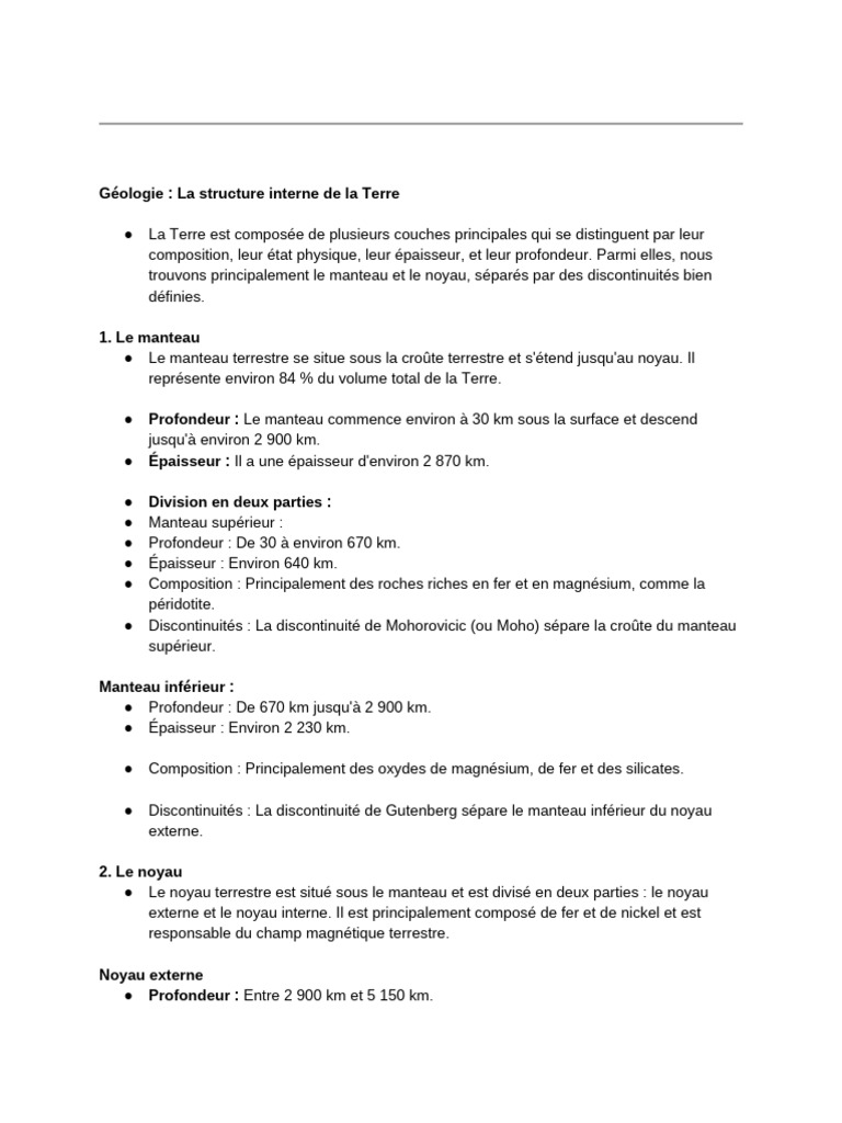 Géologie - La Structure Interne de La Terre | PDF