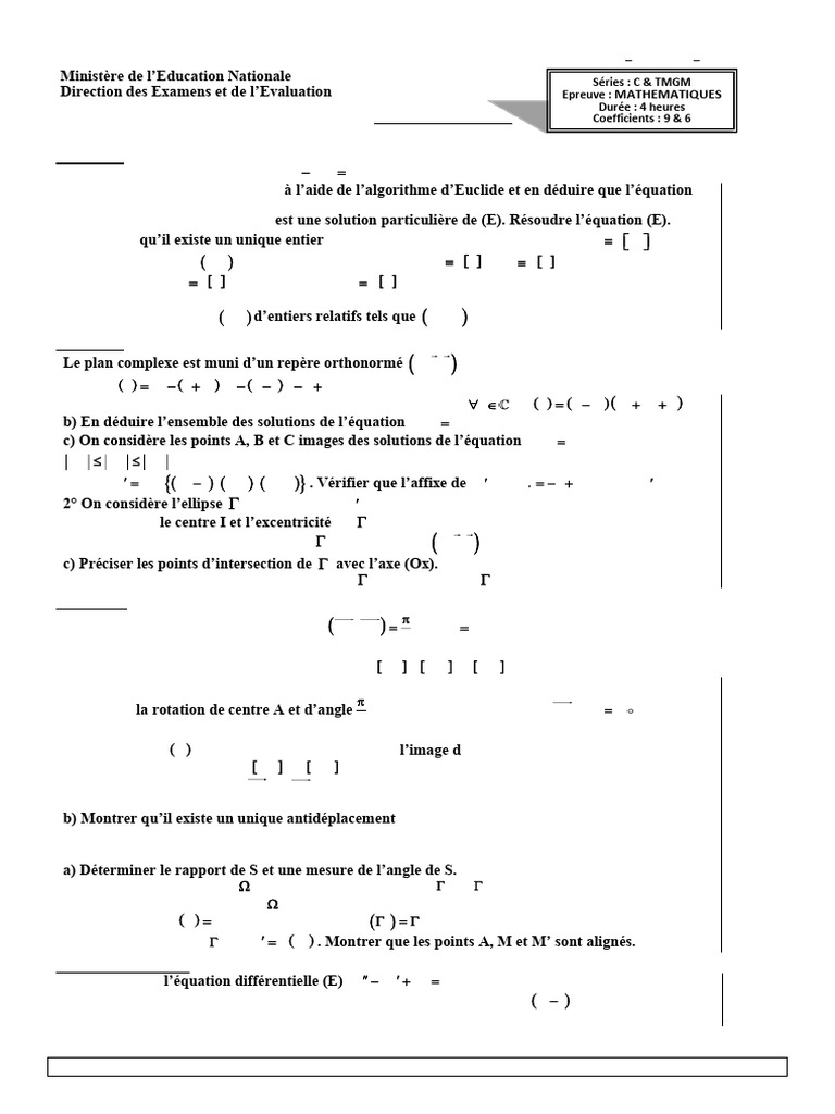Bac C 2018 MA SN | PDF | Triangle | Ellipse