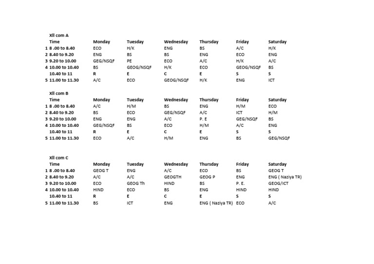 Time Table April 2026-27 | PDF