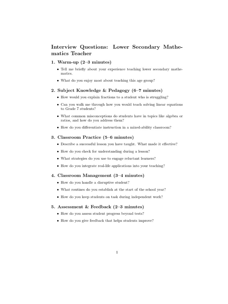 Maths Interview | PDF