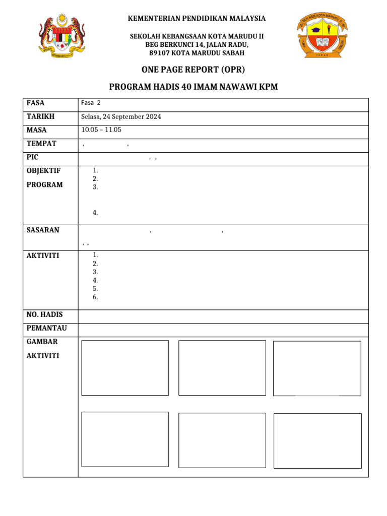 Template Tapak Opr h40 | PDF