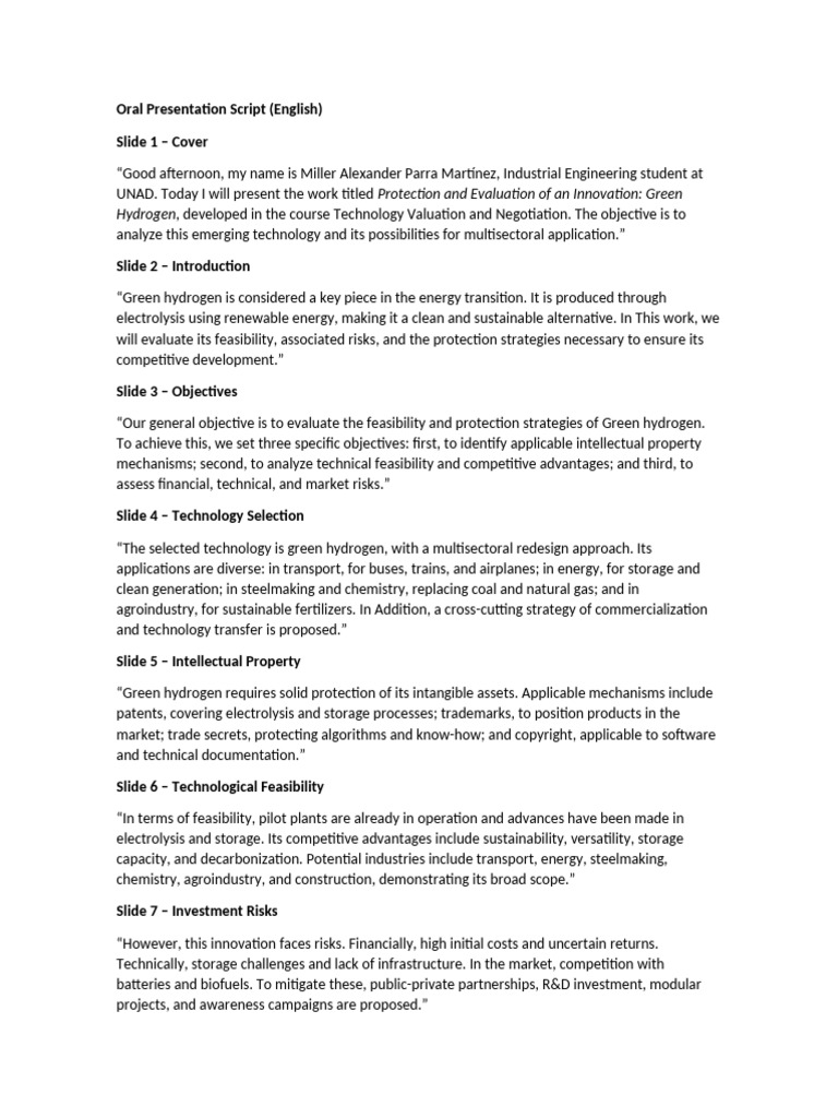 Oral Presentation Script | PDF | Intellectual Property | Public–Private ...
