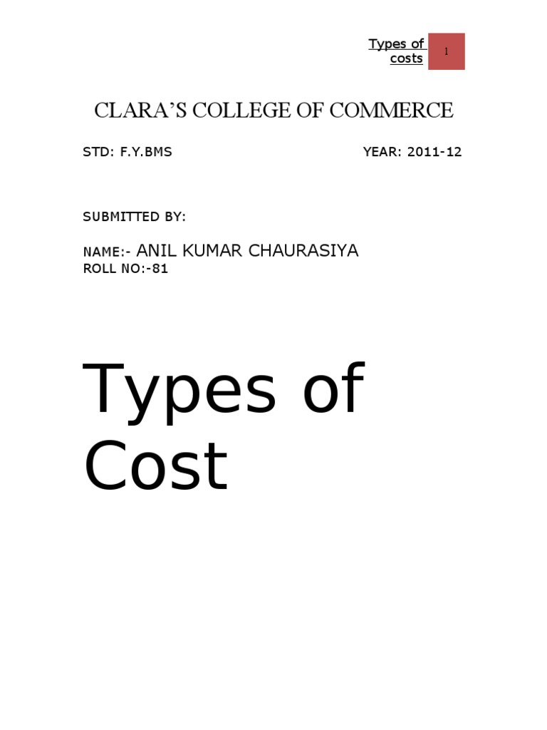 Types of Cost | PDF | Long Run And Short Run | Cost