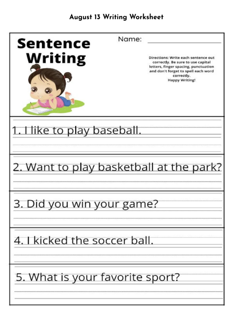 4 Writing Worksheet | PDF