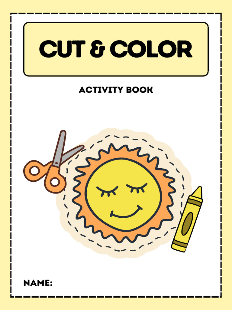 Cut and Color Worksheets in Green Illustrative Fun Style | PDF