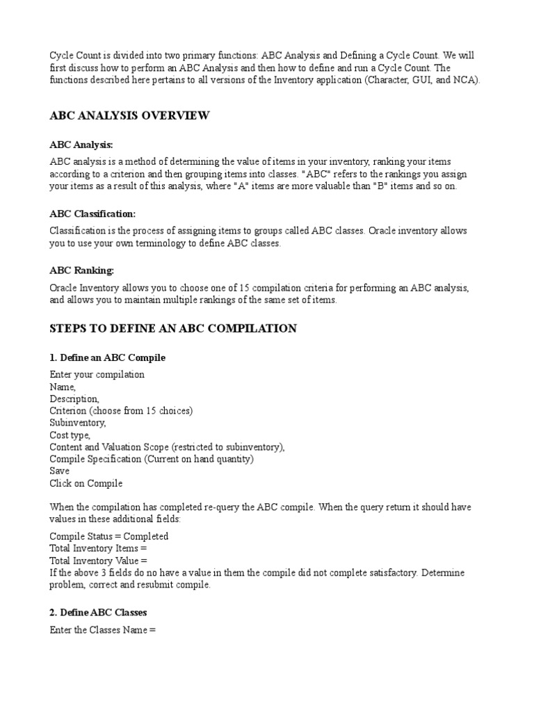 ABC Analysis and Cycle Count Guide | PDF | Inventory | Computing