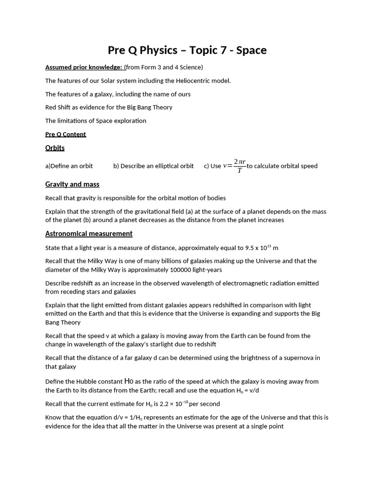 00. Pre Q Physics_space_booklet | PDF