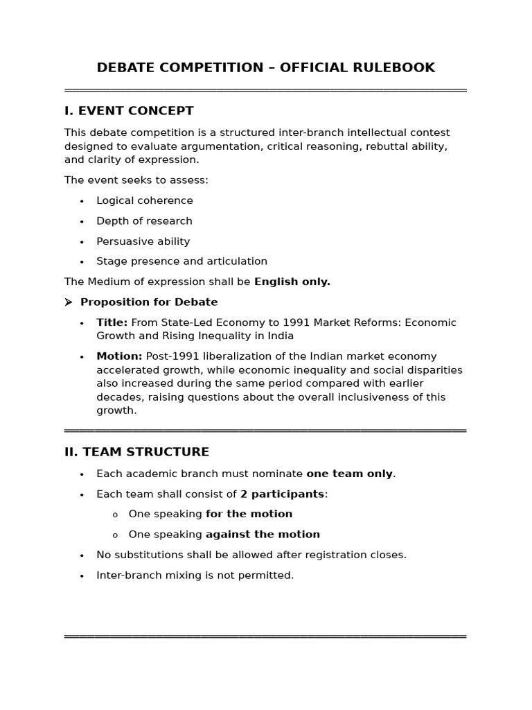 Rulebook Debate Competition | PDF
