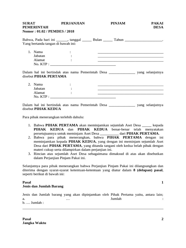 Draft Pinjam Pakai | PDF