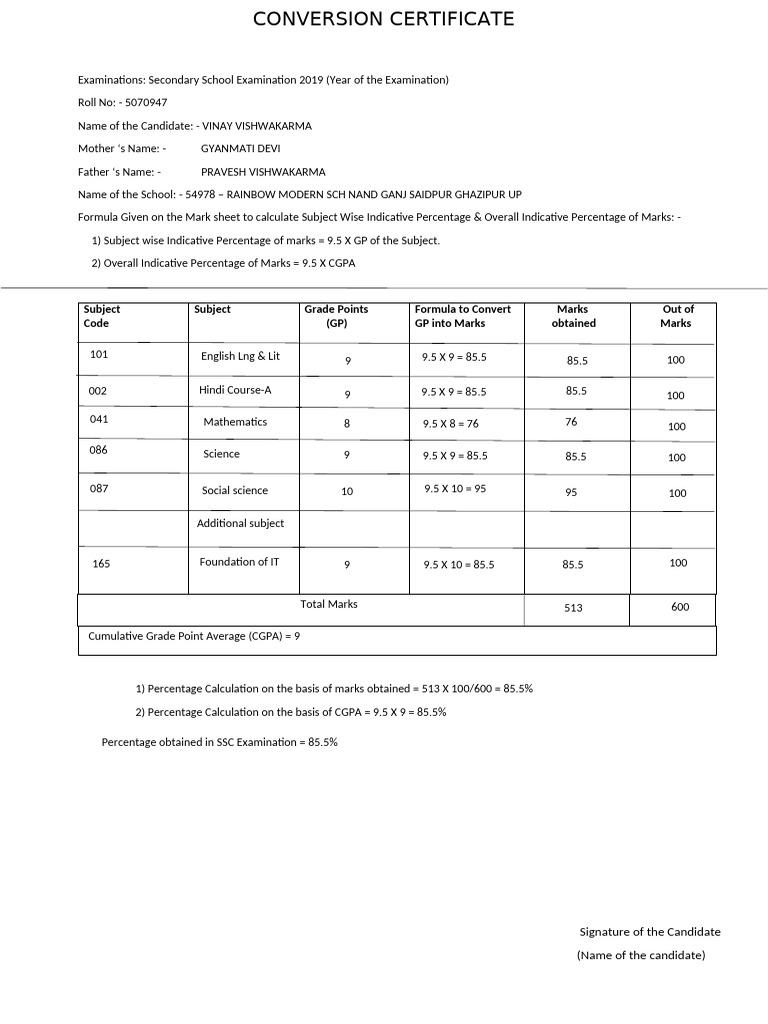 Conversion Certificate | PDF