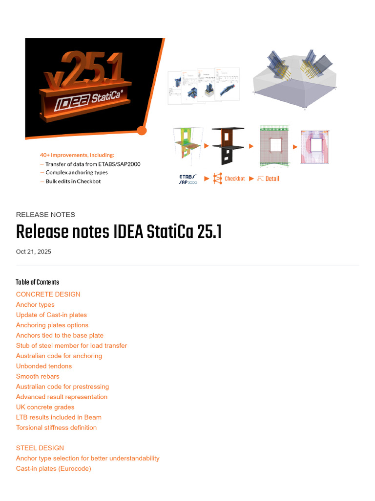 Release Notes IDEA StatiCa 25.1 | PDF | Buckling | Prestressed Concrete