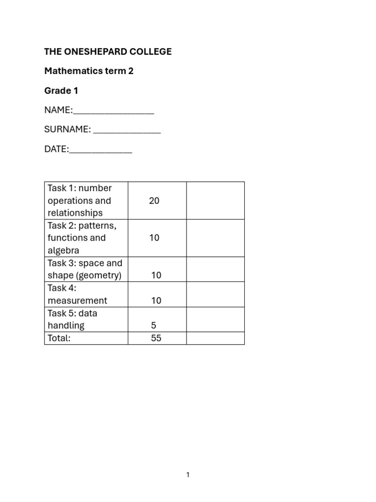 Grade 1 Term 2 Mathematics-1 | PDF | Geometry | Mathematics