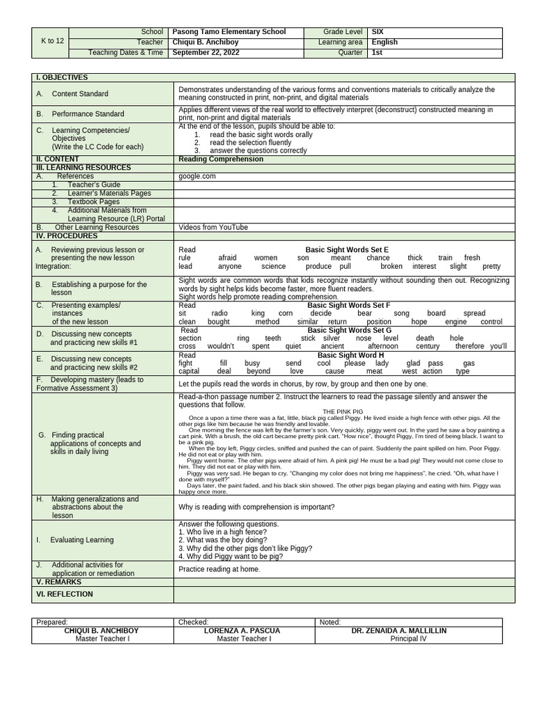 Dlp e6 q1 w5 Day3 Reading Activity Copy | PDF | Reading Comprehension ...