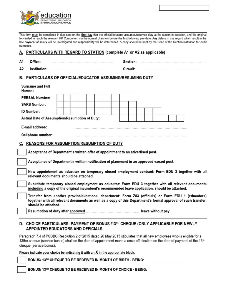 EDU 4 Revised 2023 For Newly Appointed Staff | PDF | Taxes | Cheque