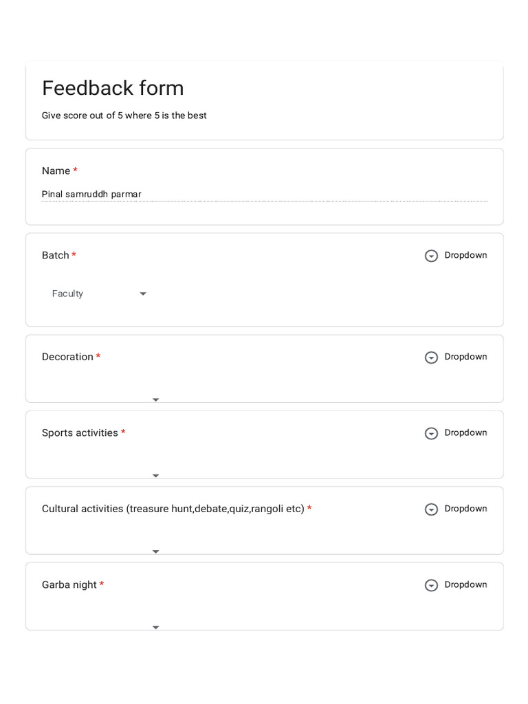 Feedback Form (1) | PDF