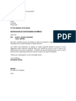 Notification of Outstanding Payments - Template