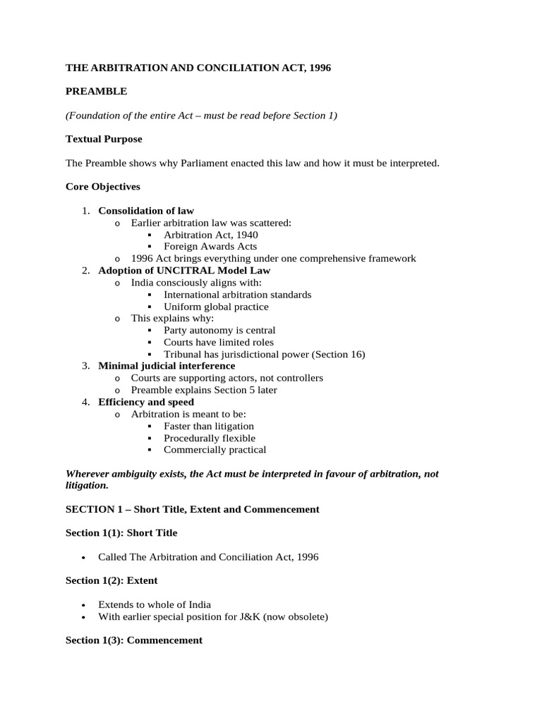THE ARBITRATION AND CONCILIATION ACT | PDF