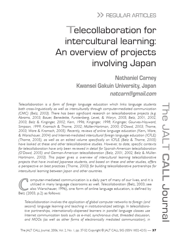 Carney2006_Telecollaboration for Intercultural | PDF