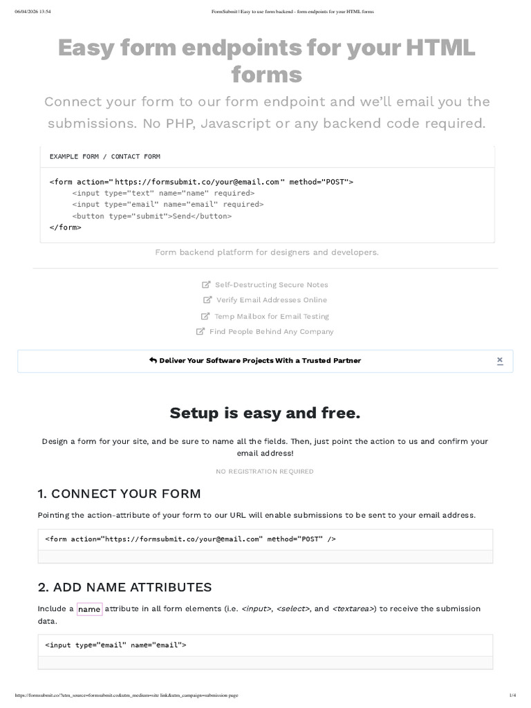 FormSubmit _ Easy to Use Form Backend - Form Endpoints for Your HTML ...