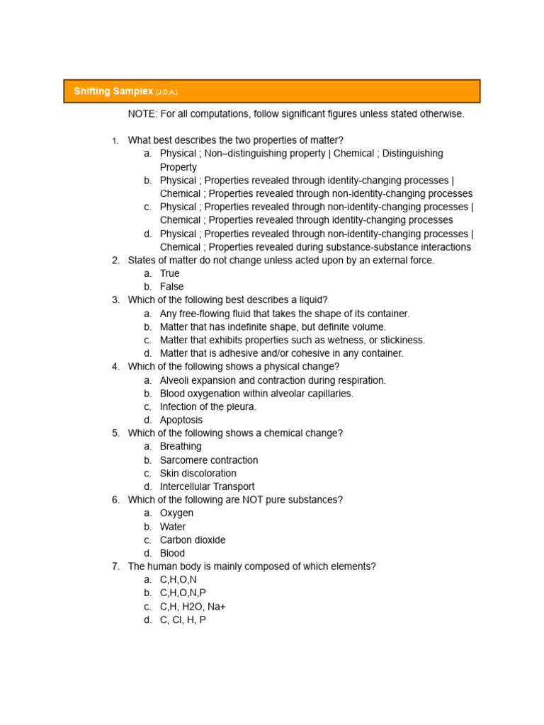 Biochem Shifting Samplex 1 | PDF | Chemical Bond | Ion