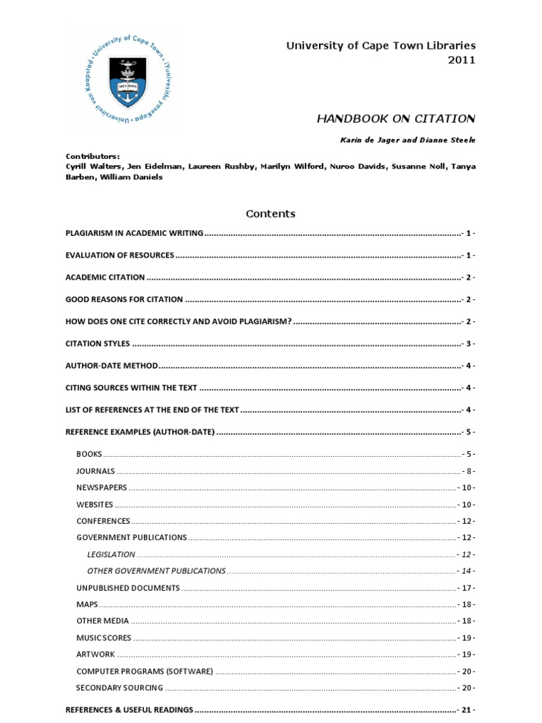 Harvard Referencing _UCT Interpretation Citation