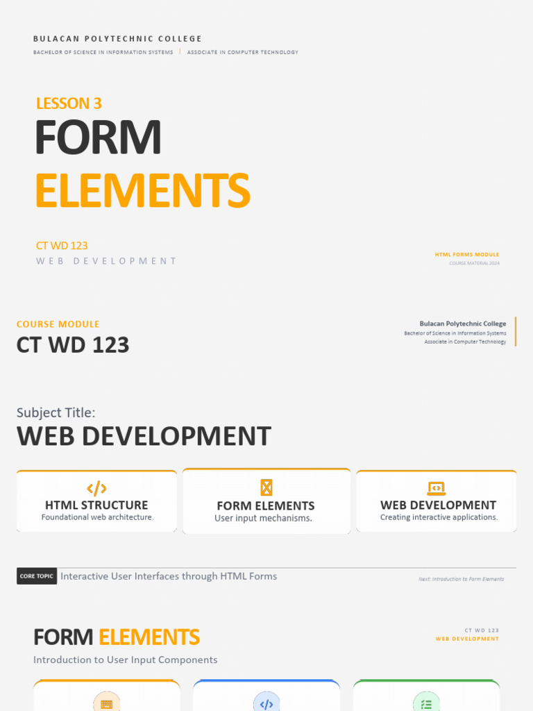 Lesson 3 - HTML Form Elements | PDF