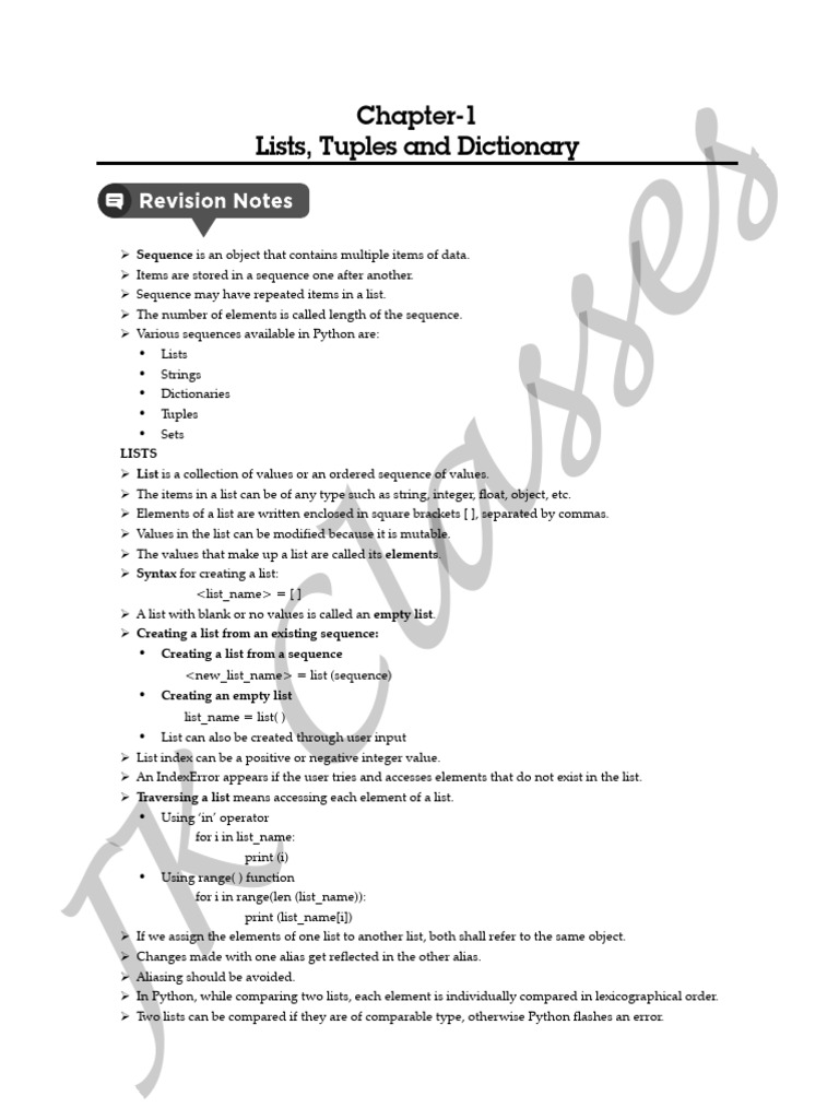 Class 11 Term 2 CS Notes | PDF