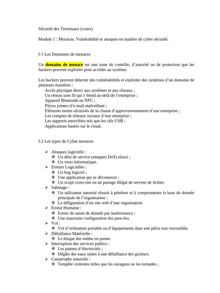 Sécurité Des Terminaux | PDF | Cloud computing | Sécurité des systèmes ...
