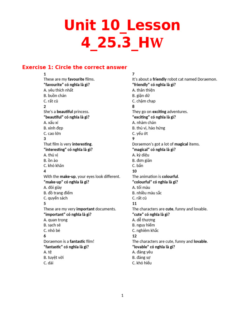 Unit 10 Lesson 4 HW 25.3 | PDF
