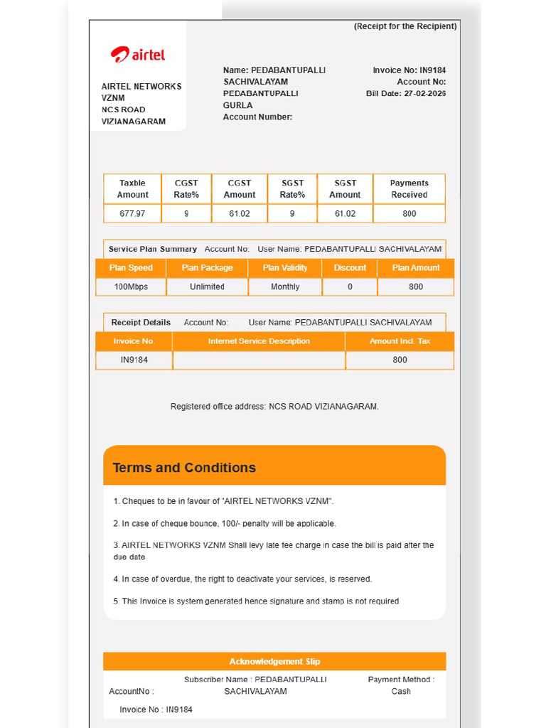 February Internet Bill | PDF
