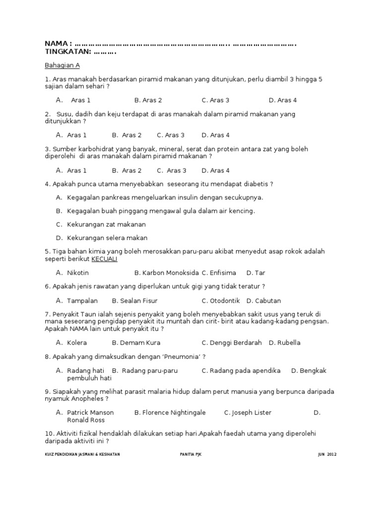 Contoh Soalan Pbs Pjpk Tingkatan 2 - Kecemasan g