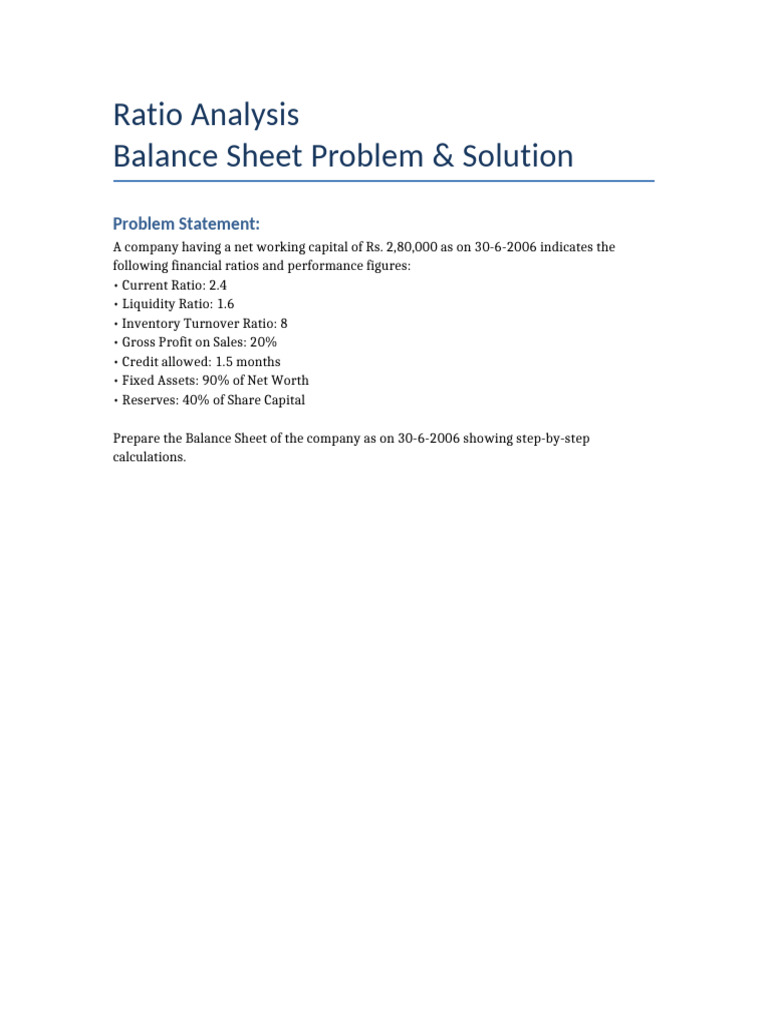 Balance Sheet Problem | PDF