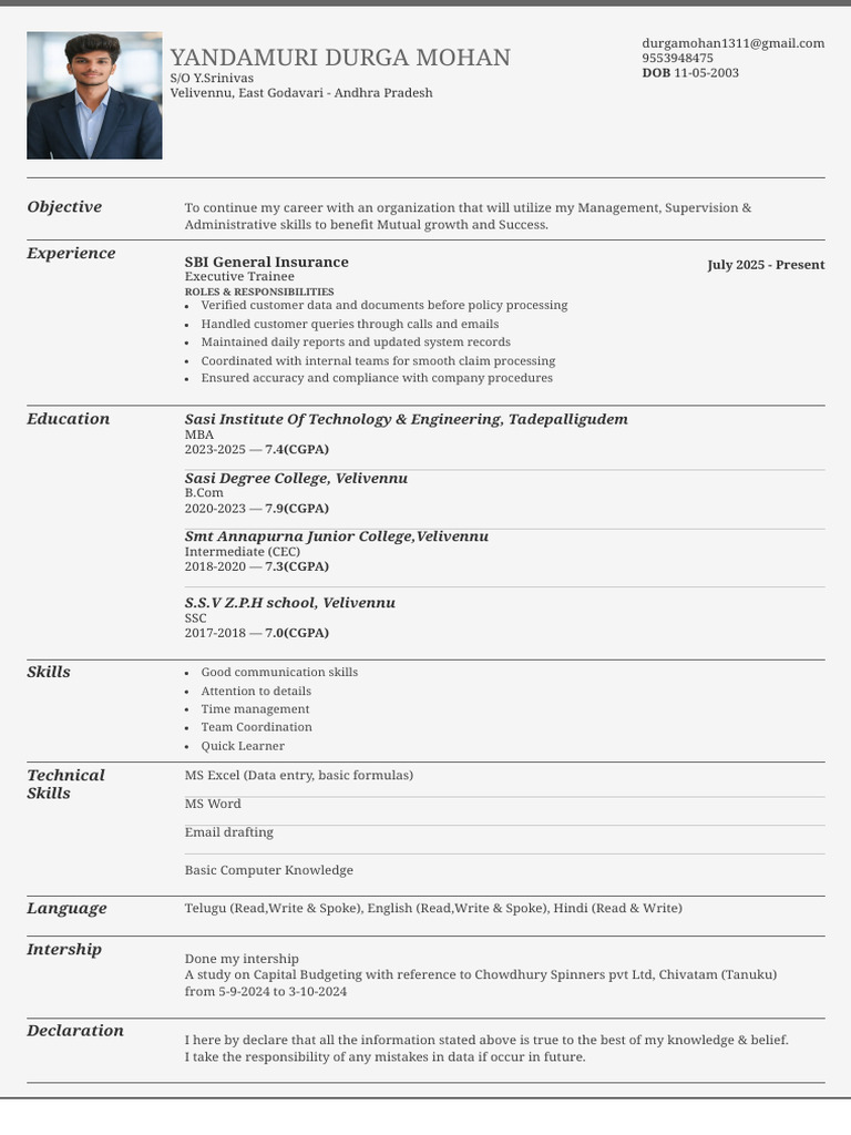 Durga Mohan Resume | PDF