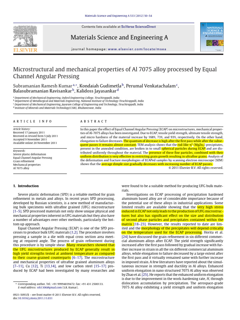 (2012) (S R KUMAR) Microstructural and Mechanical Properties of Al 7075 ...