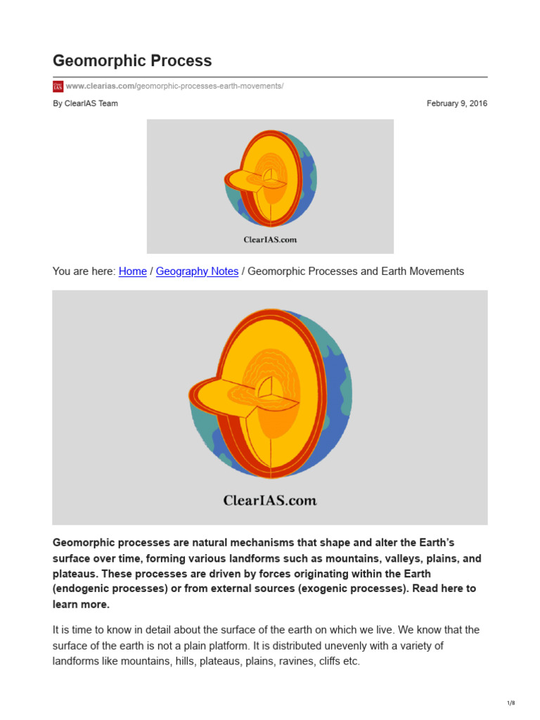 Clearias.com Geomorphic Process | PDF