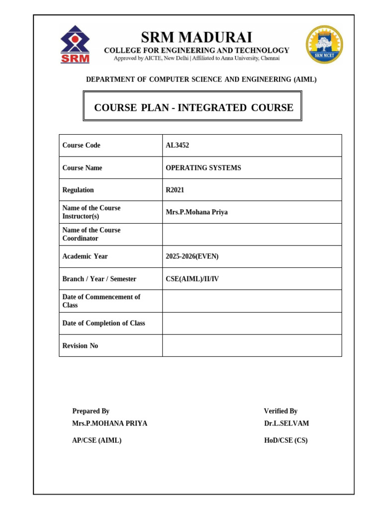 OS Course Plan - Updated | PDF
