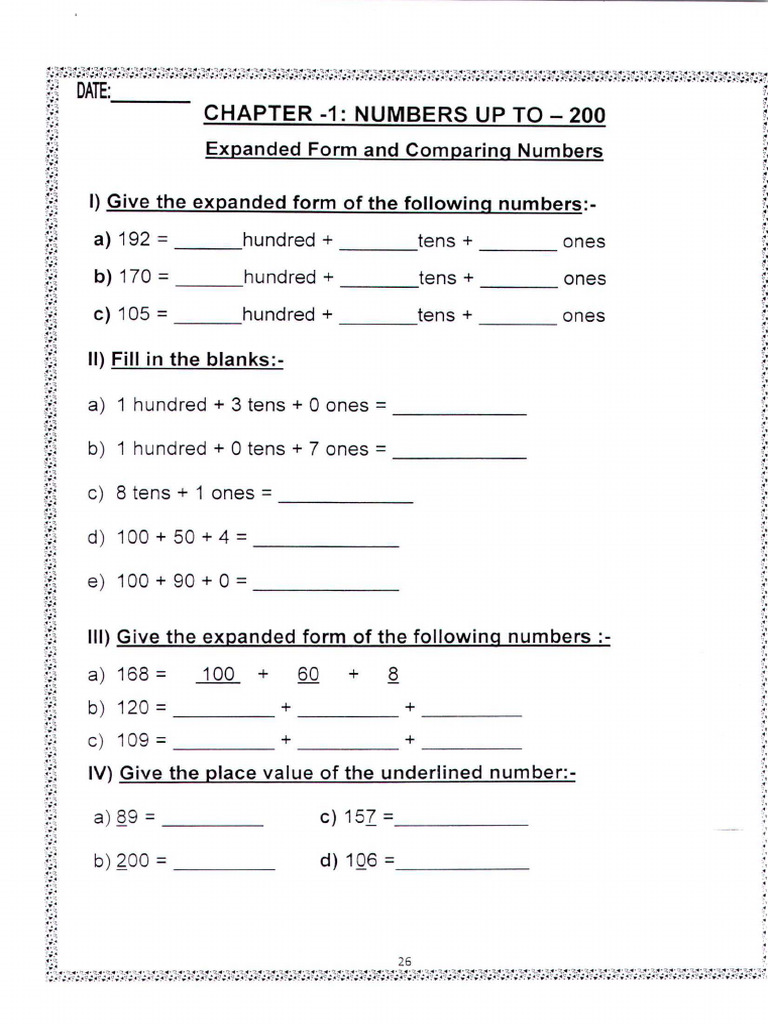 CBSE Class 2 Maths Practice Worksheets (145) - Expanded Forms | PDF