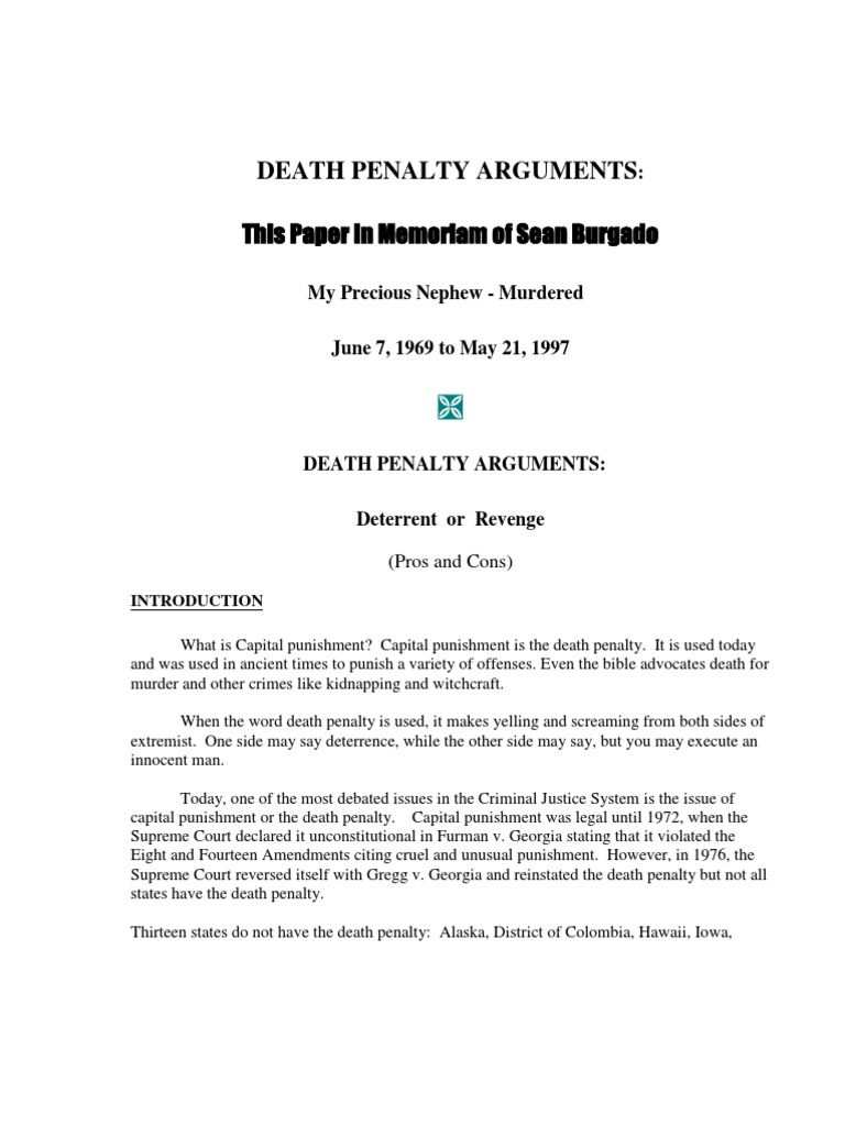 arguments against the death penalty essay