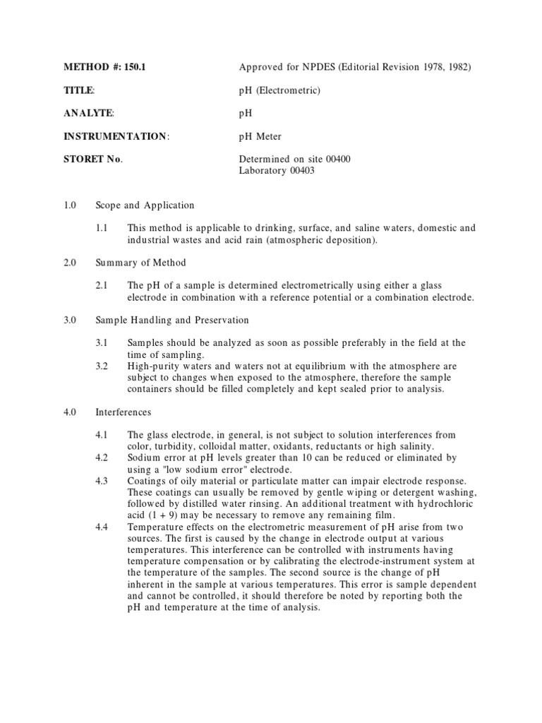 EPA Method 1501 Ph Calibration