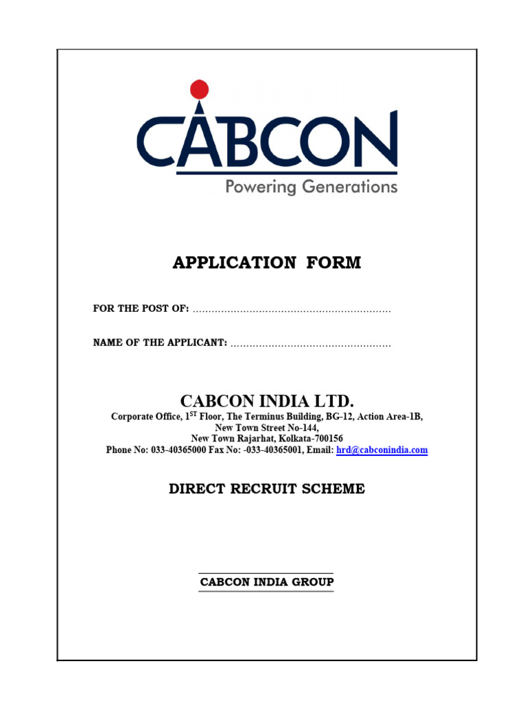 Transmission Company Application Form | PDF