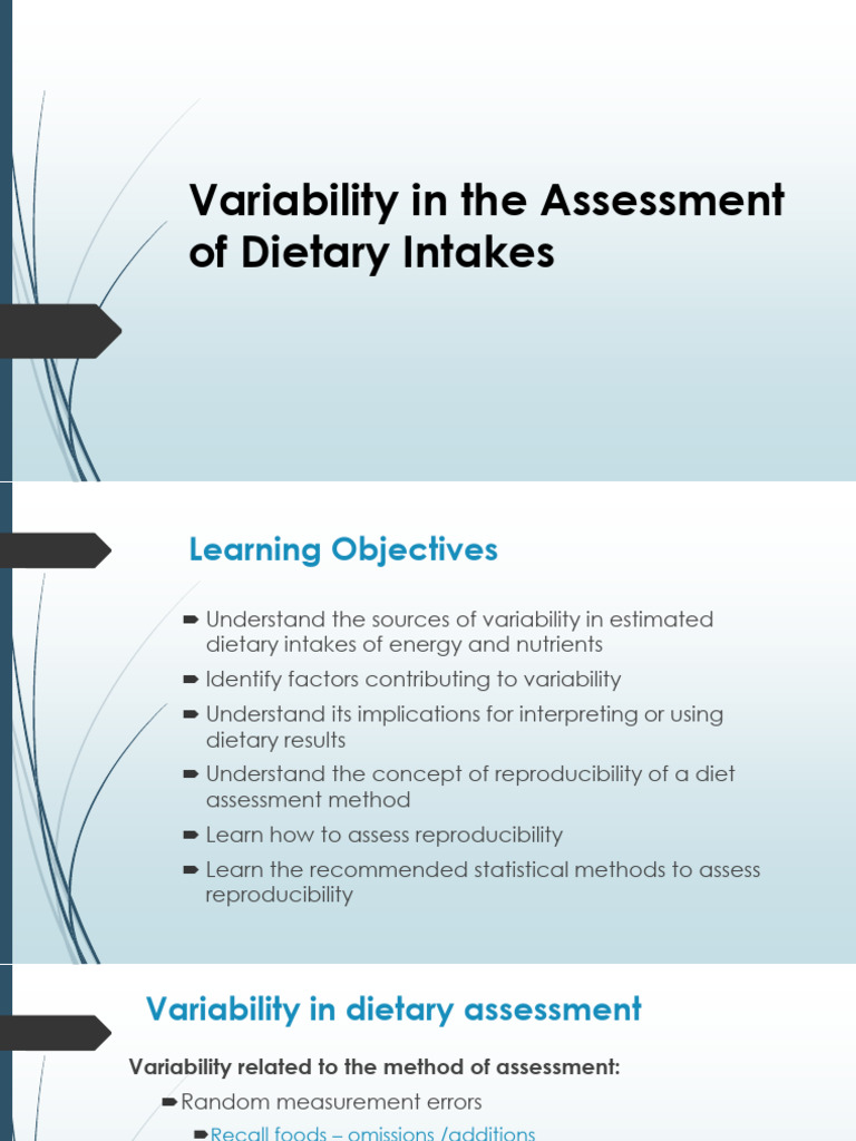 Variability in the Assessment of Dietary Intakes | PDF | Variance ...