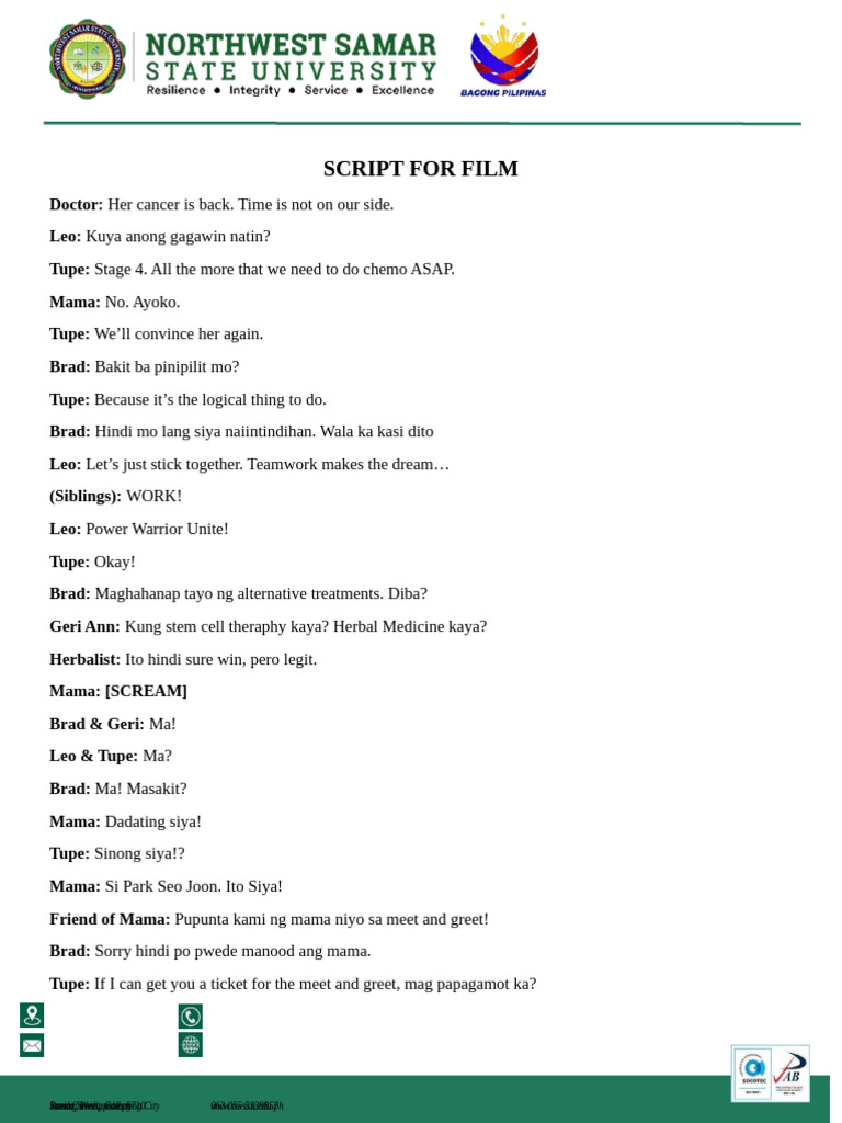 Script for Film | PDF