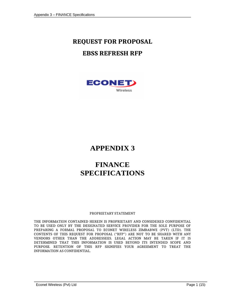 Appendix 3 -Finance Specifications | PDF | Accounts Payable | Money