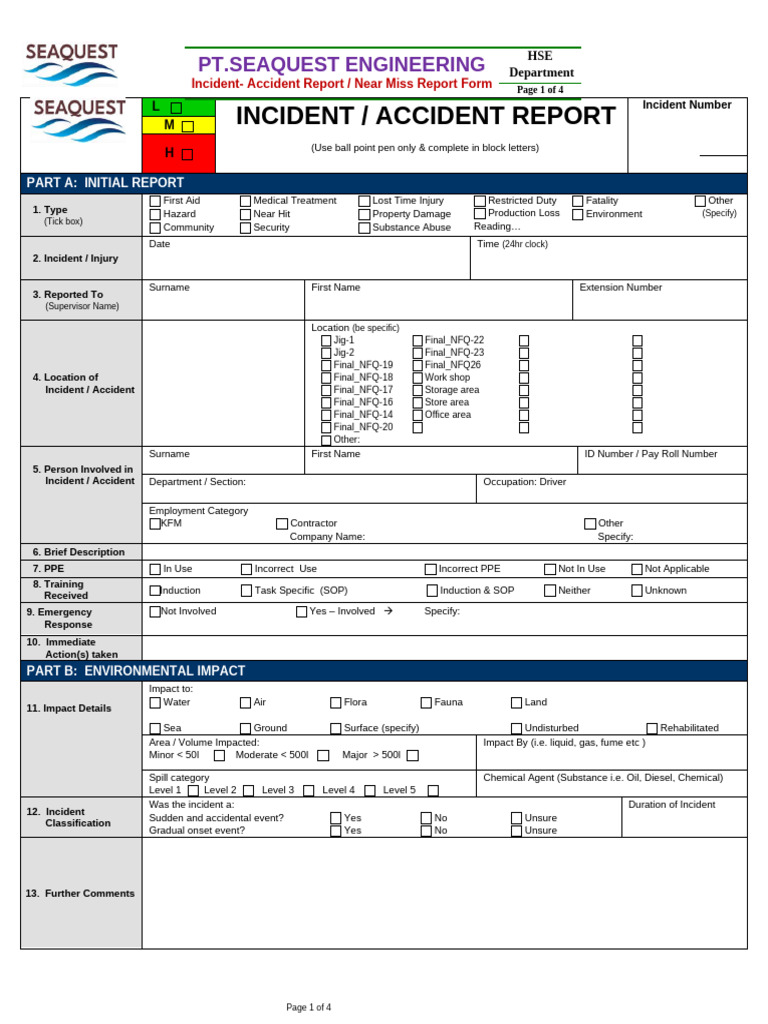 Incident Report Format (1) | PDF | First Aid | Safety