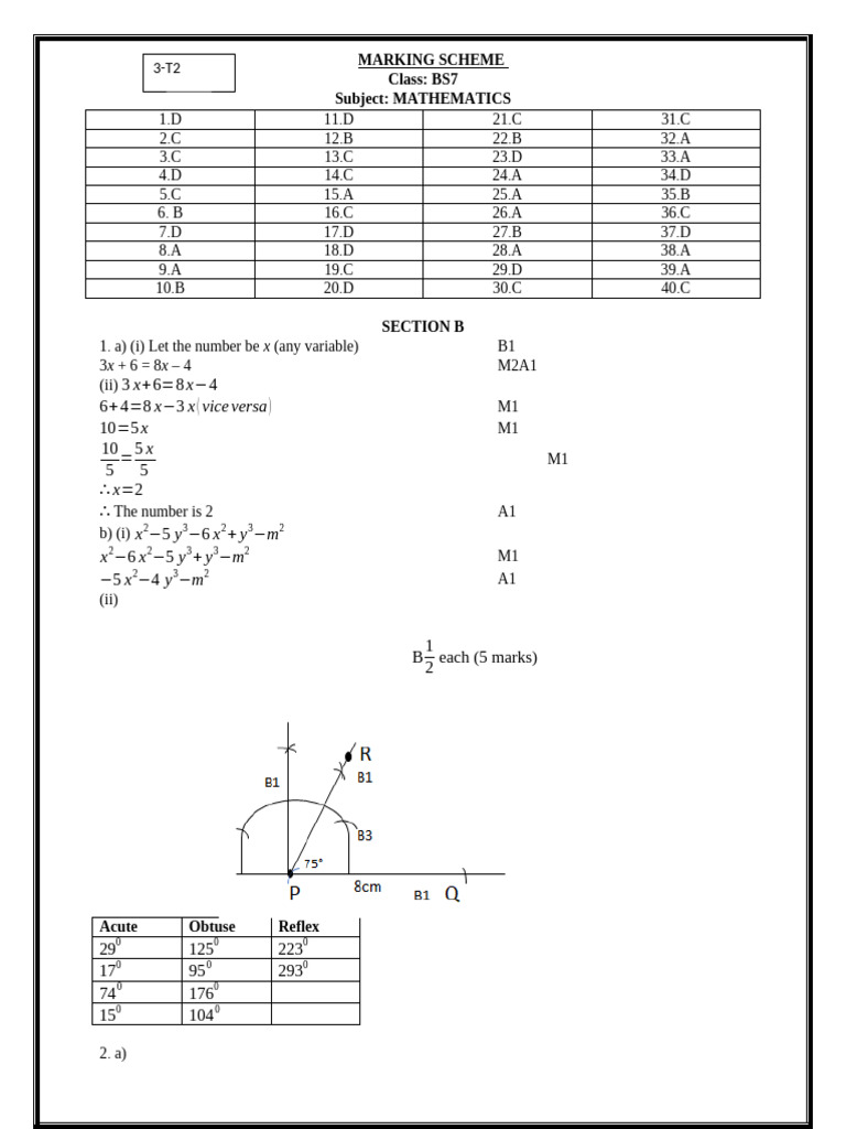 Marking Scheme Bs 7 Maths | PDF | Chess Theory | Chess