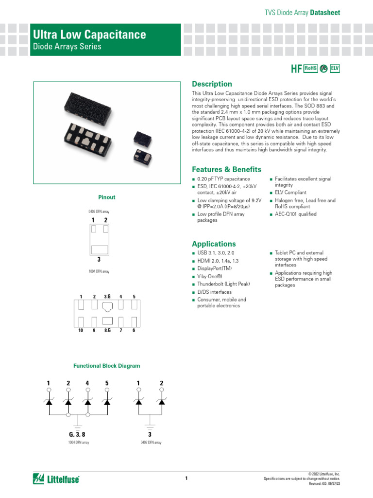 TVS Diode Array Datasheet | PDF | Diode | Electrical Engineering