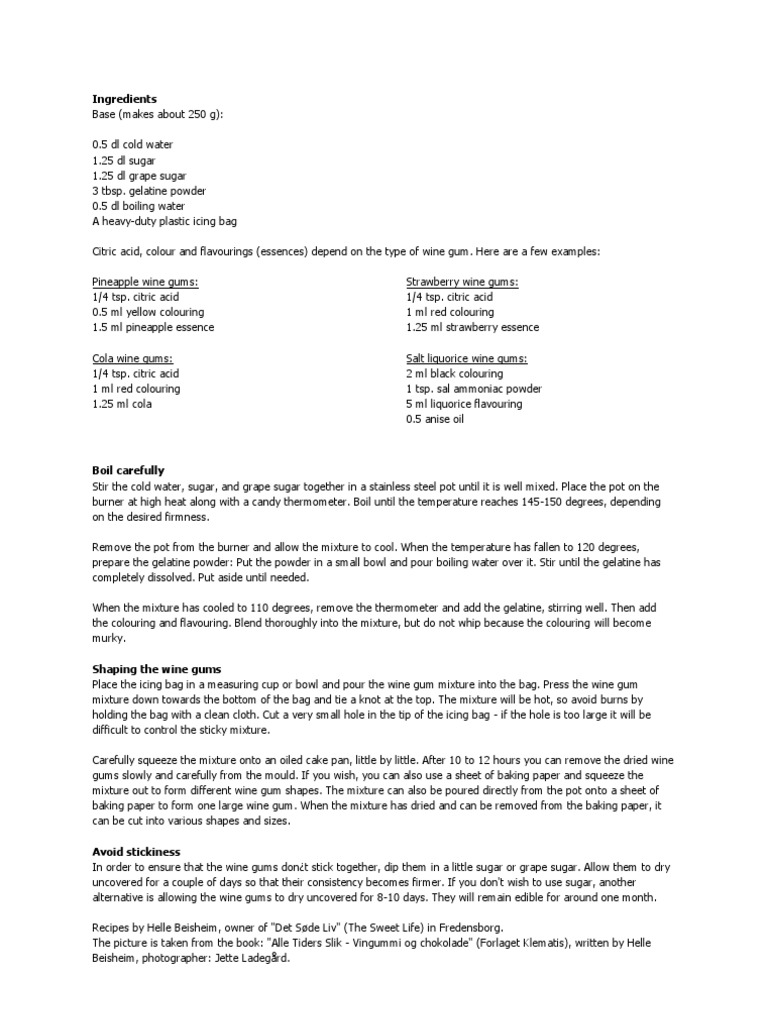 Ingredients Wine Gums PDF Gelatin Wine